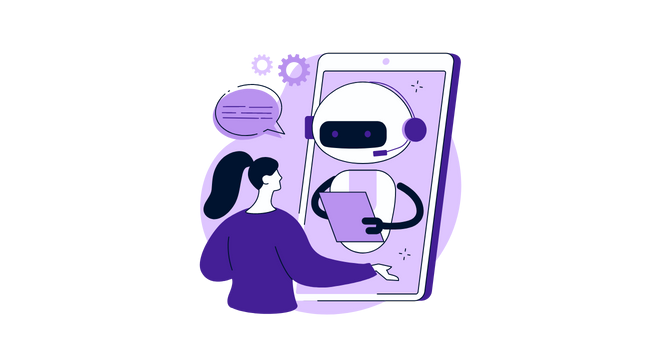 Girl figuring out how to use chatbot.