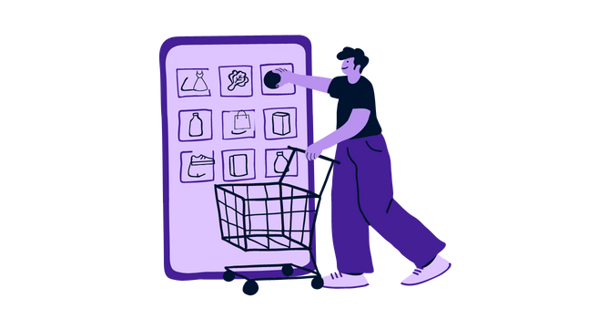 Man shopping trough the mobile app.