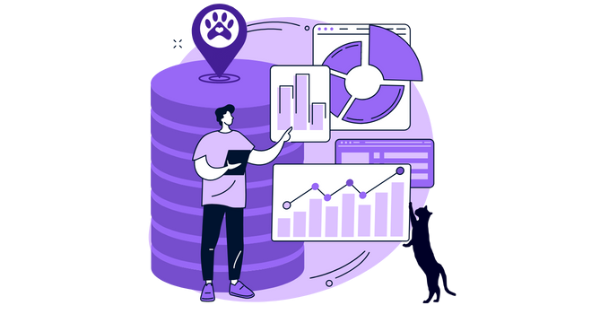 Illustration of statistics for pet industry trends in 2023.