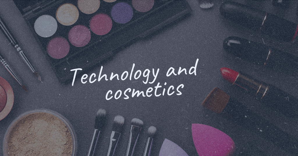 Background with makeup products.