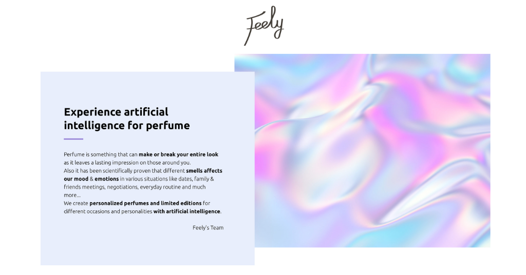 Written explanation how Feely creates personalized perfume for you.