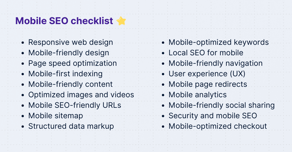 Mobile SEO checklist to make sure you have a fully optimized online store.